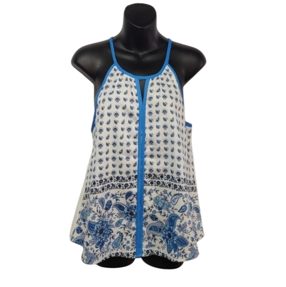 Valleygirl Women's Blue And White Tank Top Size 10